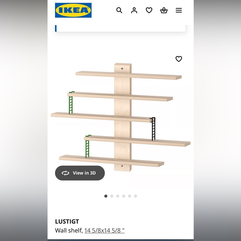 IKEA LUSTIGT Natural Wood Shelf with Ladder Accents, new in box!